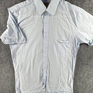 Thomas Burberry Short Sleeve Blue Check Shirt Button Up Cotton Size Medium US